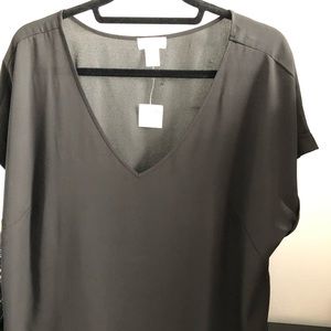 Black Short Sleeve V-Neck Maternity Blouse